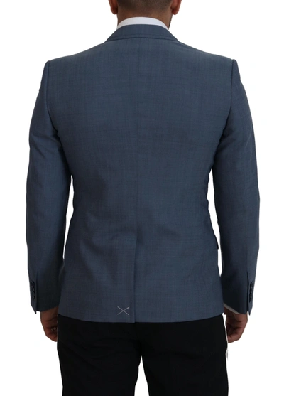 Dolce & Gabbana Blue Wool Stretch Slim Fit Jacket Blazer In Blue