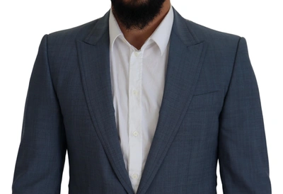 Dolce & Gabbana Blue Wool Stretch Slim Fit Jacket Blazer In Blue