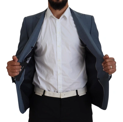 Dolce & Gabbana Blue Wool Stretch Slim Fit Jacket Blazer In Blue