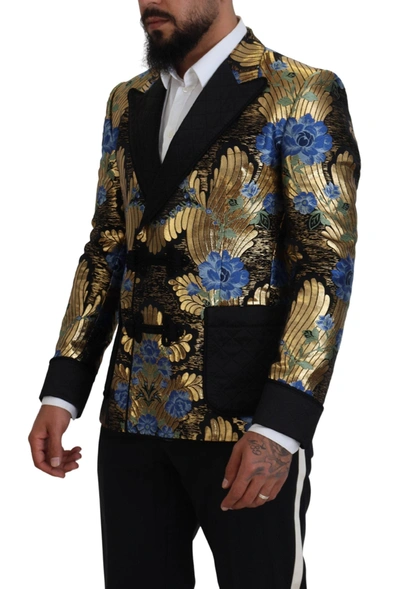 Shop Dolce & Gabbana Gold Lurex Double Breasted Jacket Men's Blazer
