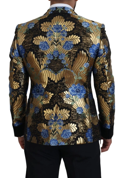 Shop Dolce & Gabbana Gold Lurex Double Breasted Jacket Men's Blazer