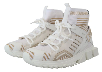 Shop Dolce & Gabbana White Beige Sorrento Sneakers Men's Shoes