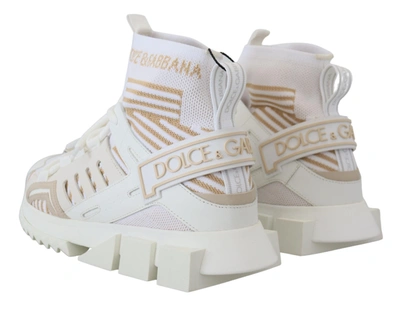 Shop Dolce & Gabbana White Beige Sorrento Sneakers Men's Shoes