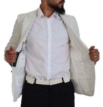 Dolce & Gabbana White Linen Slim Fit Jacket Blazer In White