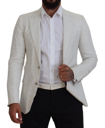 Shop Dolce & Gabbana Elegant White Sicilia Single Breasted Men's Blazer
