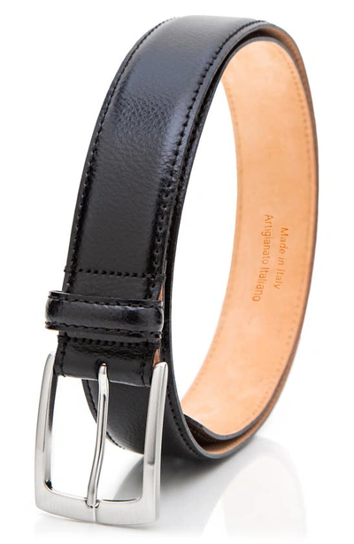 Shop Made In Italy Pebble Leather Belt In Black