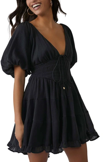 Shop Free People Perfect Day A-line Minidress In Washed Black