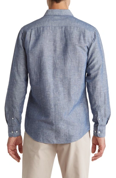 Shop Rodd & Gunn Penrose Linen Blend Button-up Shirt In Indigo
