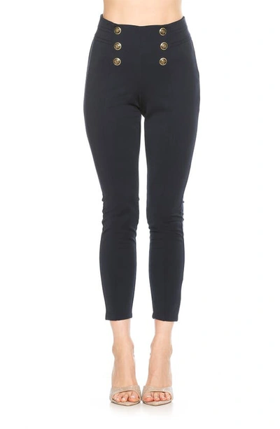 Shop Alexia Admor Freyja Classic High Waist Ponte Leggings In Navy