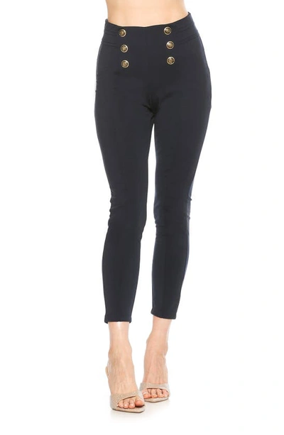 Shop Alexia Admor Freyja Classic High Waist Ponte Leggings In Navy