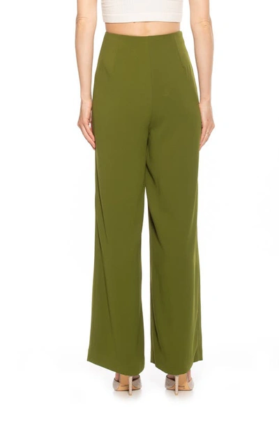 Shop Alexia Admor Elia High Waist Pleat Wide Leg Pants In Sage