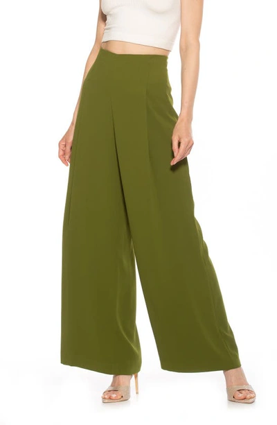 Shop Alexia Admor Elia High Waist Pleat Wide Leg Pants In Sage