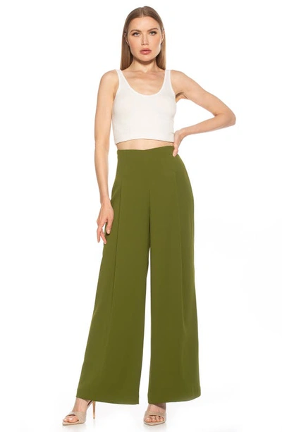 Shop Alexia Admor Elia High Waist Pleat Wide Leg Pants In Sage