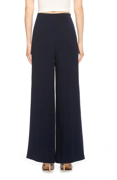 Alexia Admor Elia High Waist Pleat Wide Leg Pants In Navy