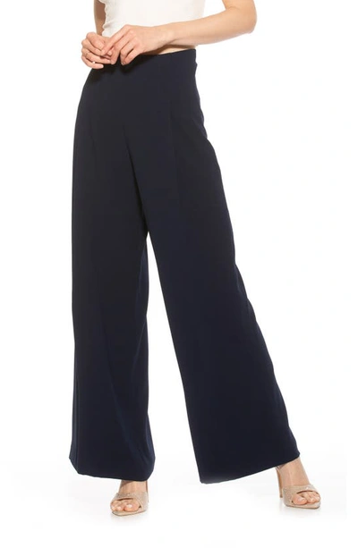 Alexia Admor Elia High Waist Pleat Wide Leg Pants In Navy