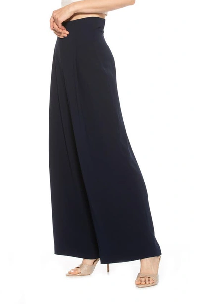 Alexia Admor Elia High Waist Pleat Wide Leg Pants In Navy