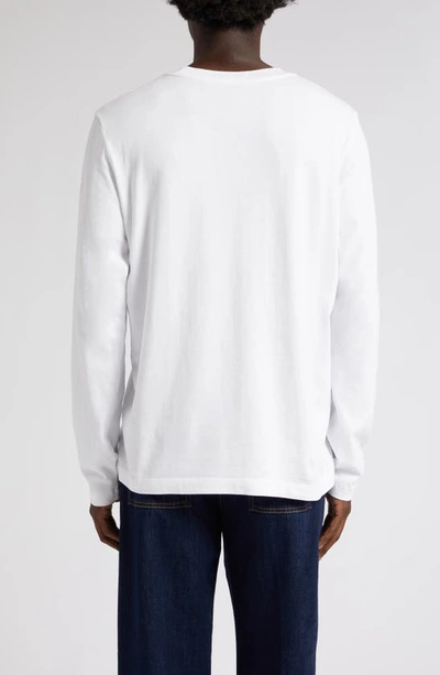Shop Moncler Logo Long Sleeve Graphic T-shirt In White