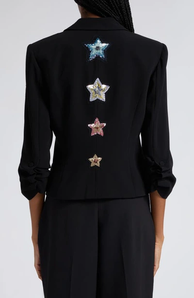 Shop Cinq À Sept Sequin Star Crop Blazer In Black/ Multi