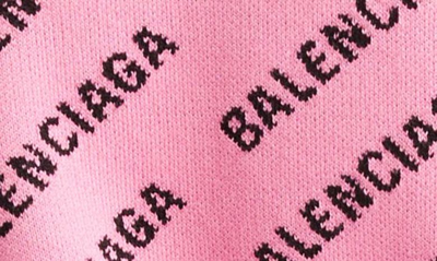 Shop Balenciaga Mini Logo Jacquard Crop Sweater In Pink/ Black