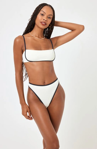 Shop L*space Hazel Ribbed Bikini Top In Cream/ Black