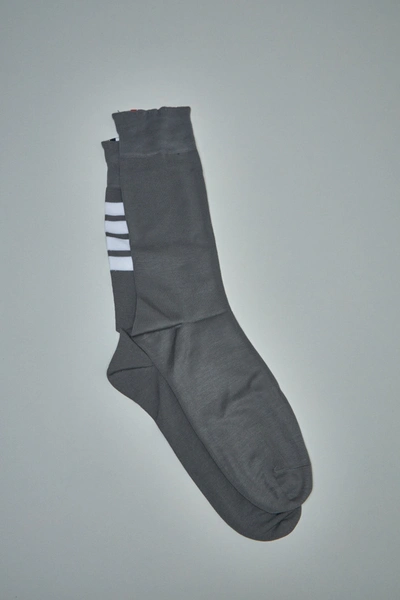 Shop Thom Browne Mid Calf Socks Grey