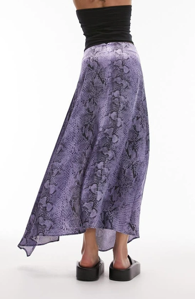 Shop Topshop Ruched Animal Print Side Slit Skirt In Purple