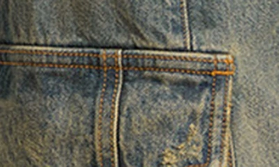 Shop Golden Goose Distressed Wide Leg Cargo Jeans In Blue