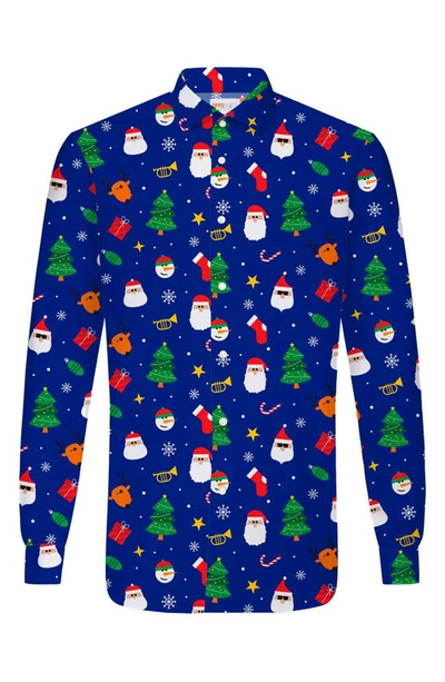 Opposuits Men's Long-sleeve Blue Festivity Shirt In Blue