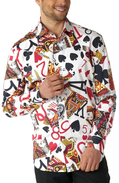 Shop Opposuits King Of Clubs Button-up Shirt In Grey