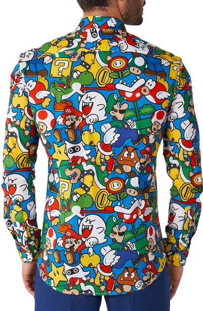 Shop Opposuits Super Mario Button-up Shirt In Blue