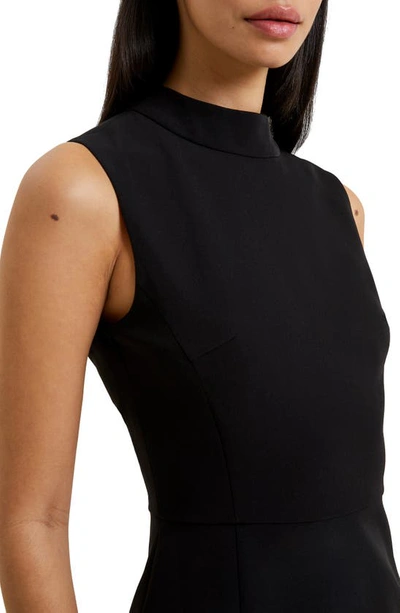 French Connection Echo Sleeveless Mock Neck Dress In Blackout