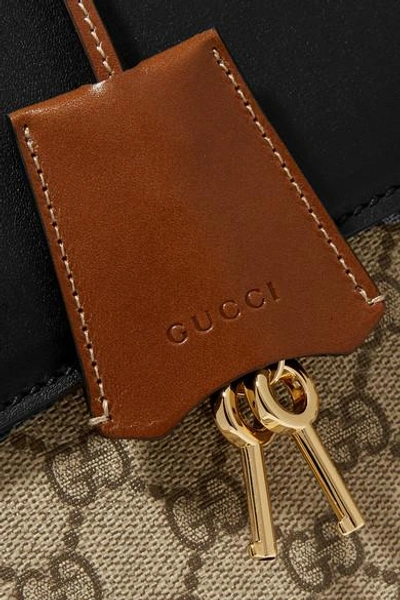 Shop Gucci Padlock Leather-trimmed Coated-canvas Tote