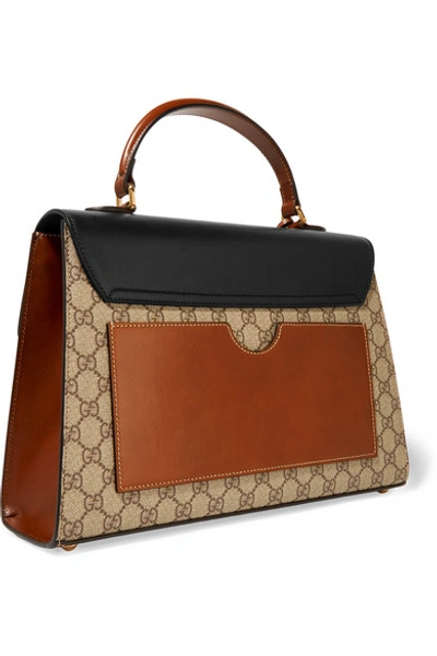 Shop Gucci Padlock Leather-trimmed Coated-canvas Tote