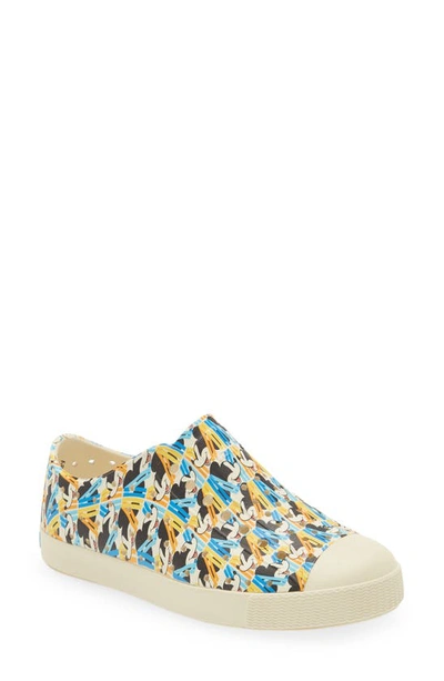 Shop Native Shoes X Disney Kids' Jefferson Print Slip-on Sneaker In Bone White/stay Positive Tile