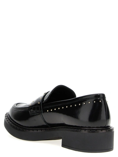 Shop Twinset Logo Leather Loafers Black