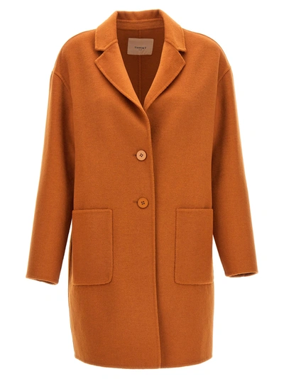 Shop Twinset Single Breast Coat Coats, Trench Coats Orange