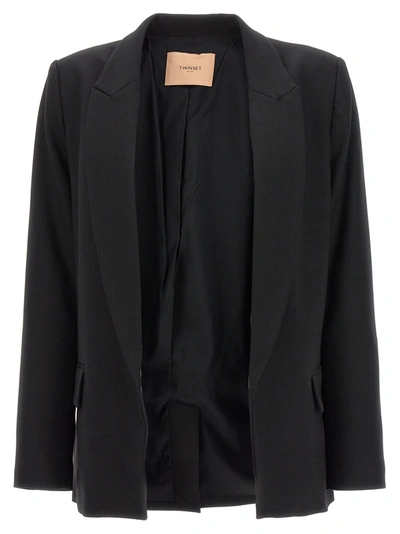 Shop Twinset Single-breasted Blazer Jacket Jackets Black