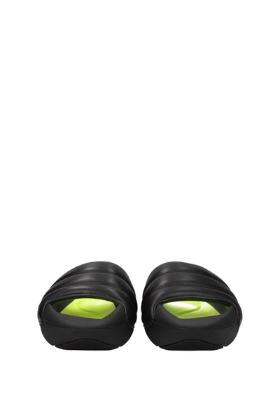 Shop Balmain Slippers And Clogs Leather Black Fluo Yellow