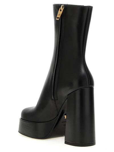 Shop Versace Leather Platform Ankle Boots Boots, Ankle Boots In Black