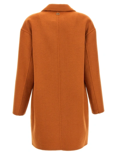 Shop Twinset Single Breast Coat Coats, Trench Coats In Orange