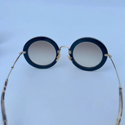 Pre-owned Miu Miu Miu Mi Black Rounded Crystal Studded Sunglasses