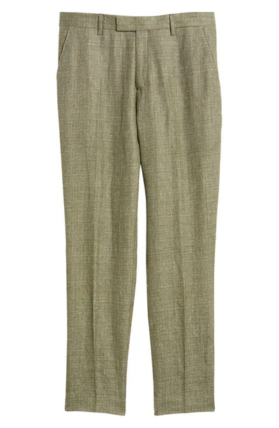 Shop Ted Baker Taylort Linen & Wool Slim Fit Trousers In Dark Green
