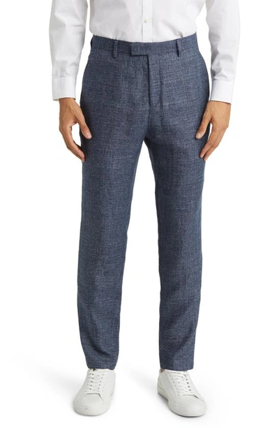 Shop Ted Baker Taylort Linen & Wool Slim Fit Trousers In Navy