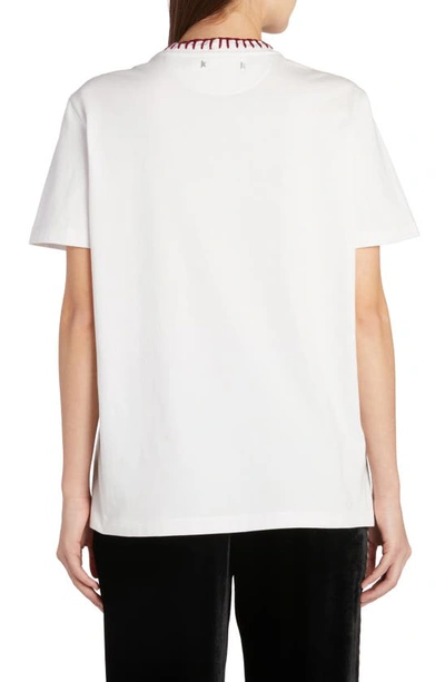 Shop Golden Goose Whipstitch Detail Logo Embroidered T-shirt In Arctic Wolf