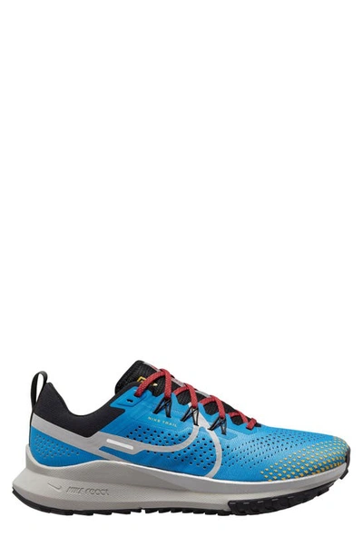 Shop Nike React Pegasus Trail 4 Running Shoe In Photo Blue/ Metallic Silver