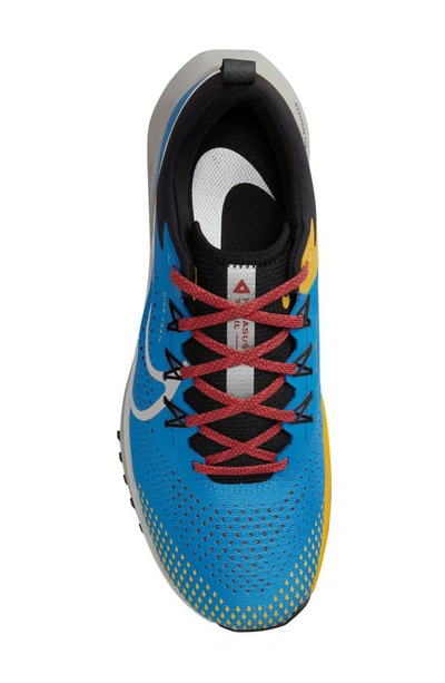 Shop Nike React Pegasus Trail 4 Running Shoe In Photo Blue/ Metallic Silver
