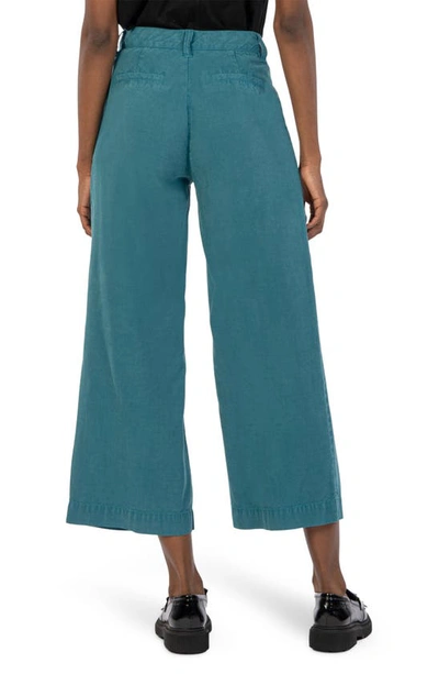 Shop Kut From The Kloth High Rise Crop Wide Leg Pants In Lagoon