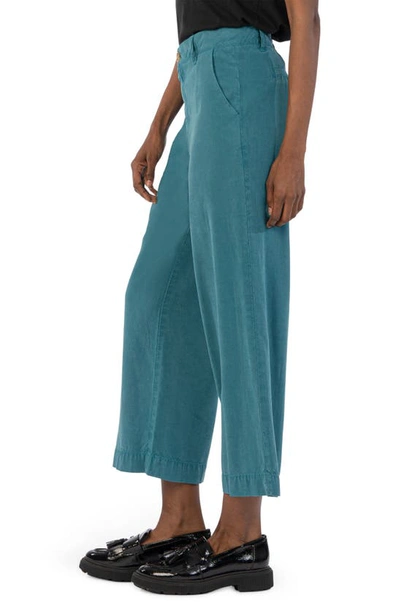 Shop Kut From The Kloth High Rise Crop Wide Leg Pants In Lagoon
