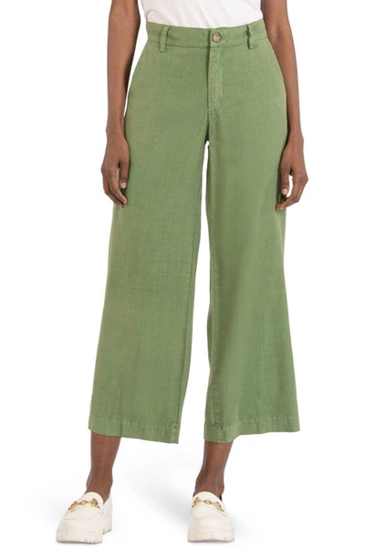 Shop Kut From The Kloth High Rise Crop Wide Leg Pants In Moss Green