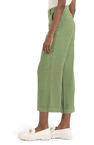 Shop Kut From The Kloth High Rise Crop Wide Leg Pants In Moss Green